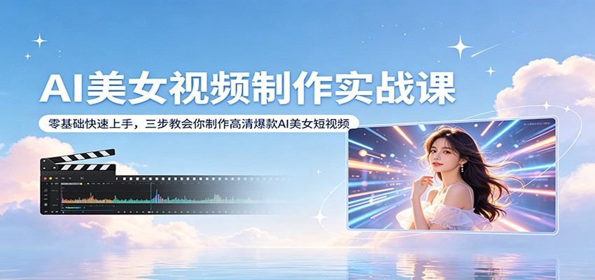 AI美女视频制作实战课：零基础快速上手，三步教会你制作高清爆款AI美女短视频-吾藏分享