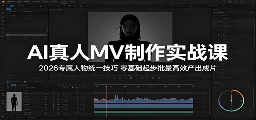 AI真人MV制作实战课：2026专属人物统一技巧，零基础起步批量高效产出成片-吾藏分享