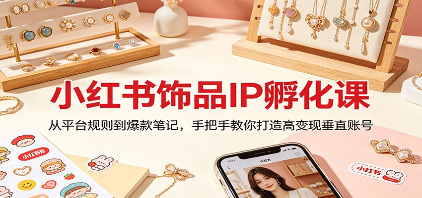 小红书饰品IP孵化课：从平台规则到爆款笔记，手把手教你打造高变现垂直账号-吾藏分享