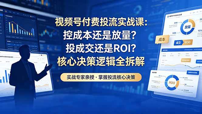 （18462期）视频号付费投流实战课-5月：控成本还是放量？投成交还是ROI？核心决策逻辑全拆解-雷总联盟