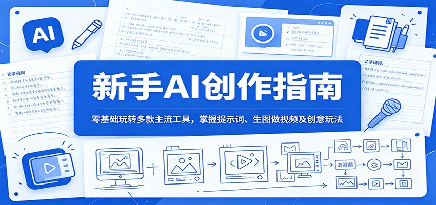 新手AI创作指南：零基础玩转多款主流工具，掌握提示词、生图做视频及创意玩法-吾藏分享
