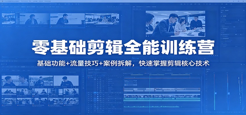 零基础剪辑全能训练营：基础功能+流量技巧+案例拆解，快速掌握剪辑核心技术-雷总联盟