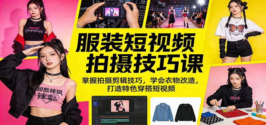 服装短视频拍摄技巧课：掌握拍摄剪辑技巧，学会衣物改造，打造特色穿搭短视频-吾藏分享