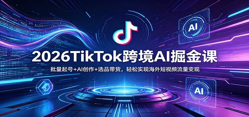 2026TikTok跨境AI掘金课：批量起号+AI创作+选品带货，轻松实现海外短视频流量变现-吾藏分享