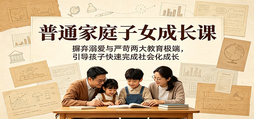普通家庭子女成长课：摒弃溺爱与严苛两大教育极端，引导孩子快速完成社会化成长-休闲网赚three