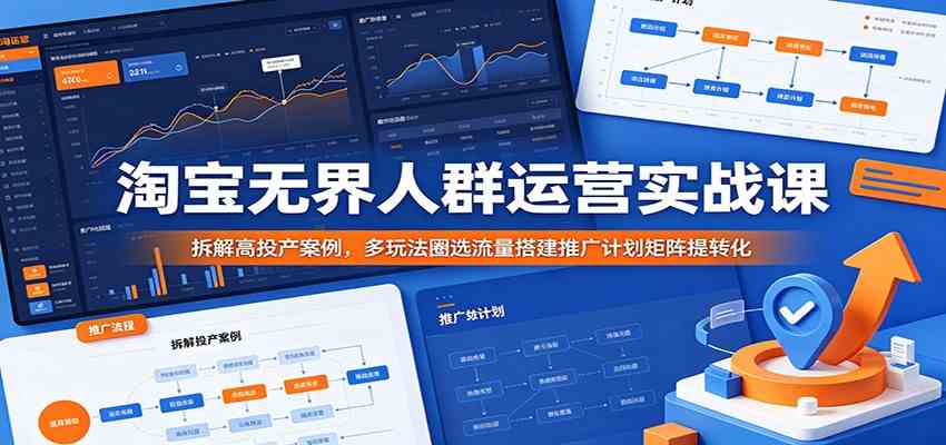 淘宝无界人群运营实战课：拆解高投产案例，多玩法圈选流量搭建推广计划矩阵提转化-吾藏分享