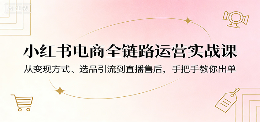 小红书电商全链路运营实战课：从变现方式、选品引流到直播售后，手把手教你出单-吾藏分享