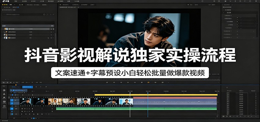 抖音影视解说独家实操流程，文案速通+字幕预设小白轻松批量做爆款视频-创客前沿