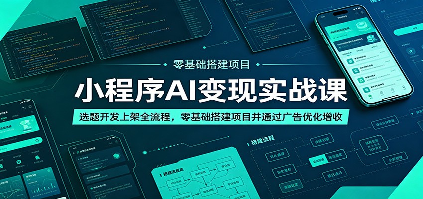 小程序AI变现实战课：选题开发上架全流程，零基础搭建项目并通过广告优化增收-吾藏分享