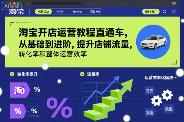 淘宝开店运营教程直通车，从基础到进阶，提升店铺流量，转化率和整体运营效率（更新26年4月10日）-吾藏分享