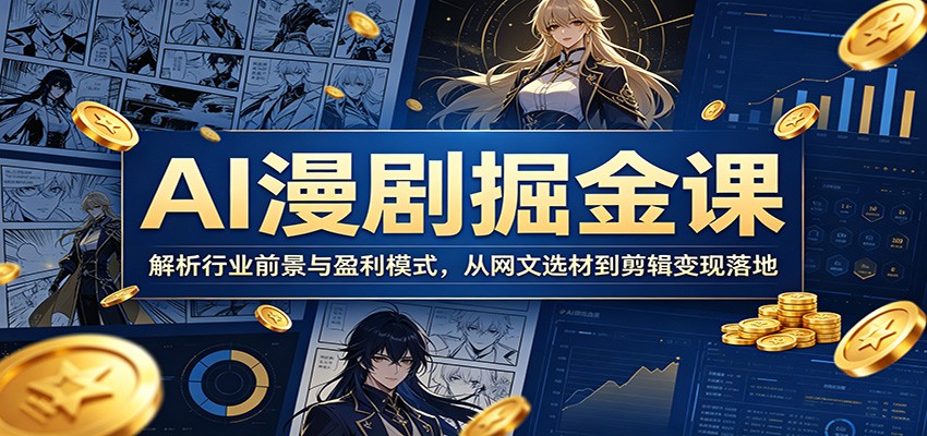 AI漫剧掘金课：解析行业前景与盈利模式，从网文选材到剪辑变现落地-吾藏分享