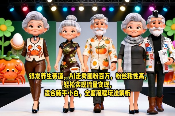 银发养生赛道，AI走秀圈粉百万，粉丝粘性高，轻松实现流量变现，适合新手小白，全套流程玩法解析-吾藏分享