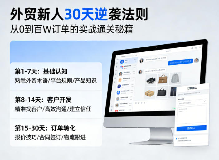 外贸新人30天逆袭法则，教你从0到百W订单的实战通关秘籍-创客前沿