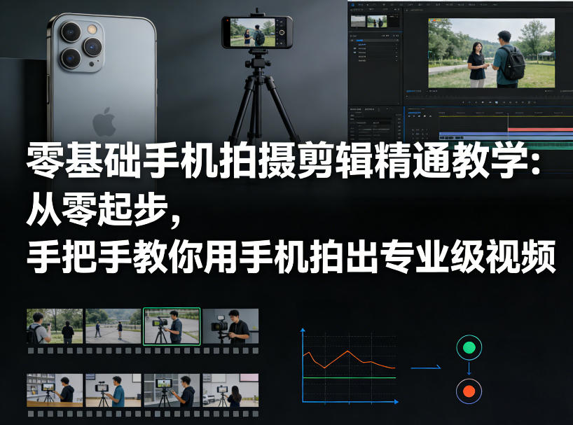 零基础手机拍摄剪辑精通教学：从零起步，手把手教你用手机拍出专业级视频-赚客网赚