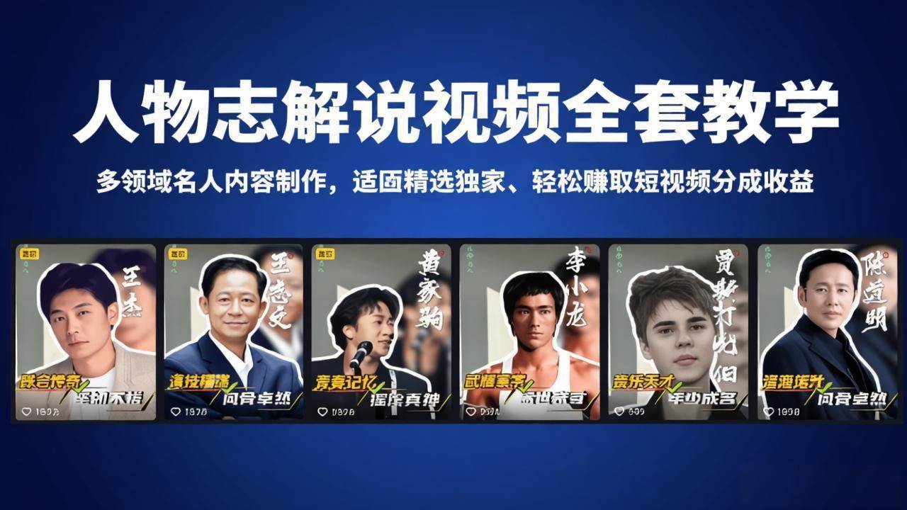 （18205期）人物志解说视频全套教学，多领域名人内容制作，适配精选独家，轻松赚取短视频分成收益-吾藏分享