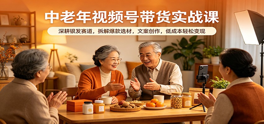 中老年视频号带货实战课：深耕银发赛道，拆解爆款选材，文案创作，低成本轻松变现-华夏圈