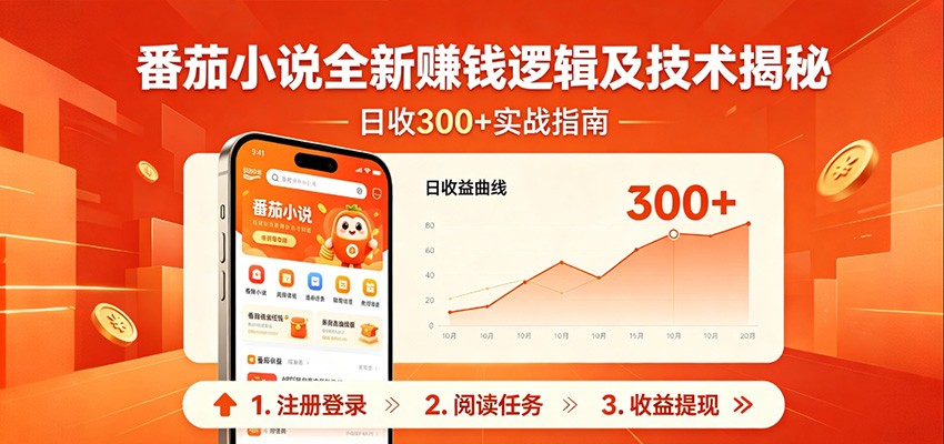 番茄小说全新赚钱逻辑及技术日收300+，小白新书皆可做！无脑赚就行了！-创客前沿