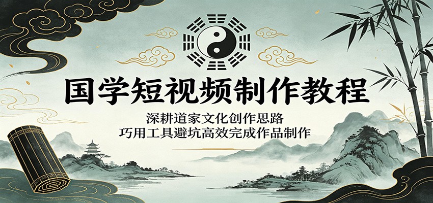 国学短视频制作教程：深耕道家文化创作思路，巧用工具避坑高效完成作品制作-休闲网赚three