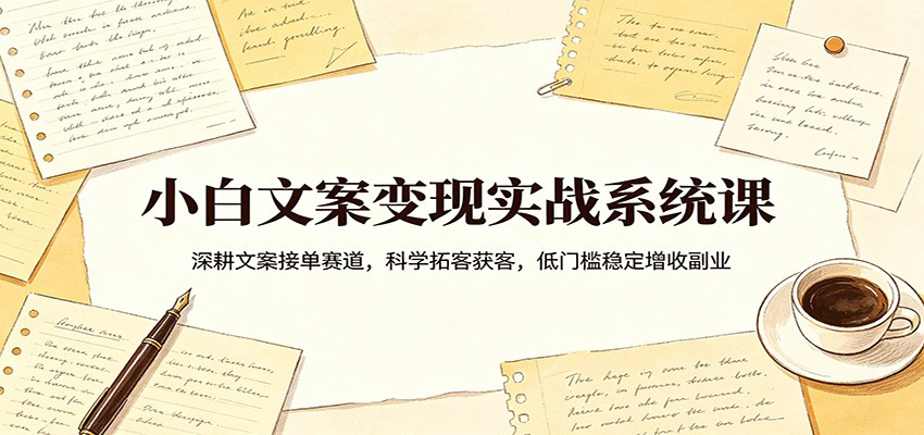小白文案变现实战系统课：深耕文案接单赛道，科学拓客获客，低门槛稳定增收副业-雷总笔记资源网