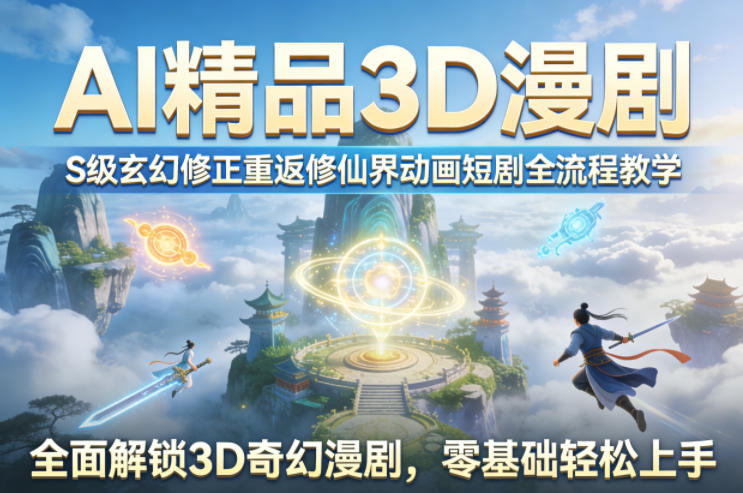 AI精品3D漫剧S级玄幻修正重返修仙界动画短剧全流程教学，全面解锁3D奇幻漫剧，零基础轻松上手-赚客网赚