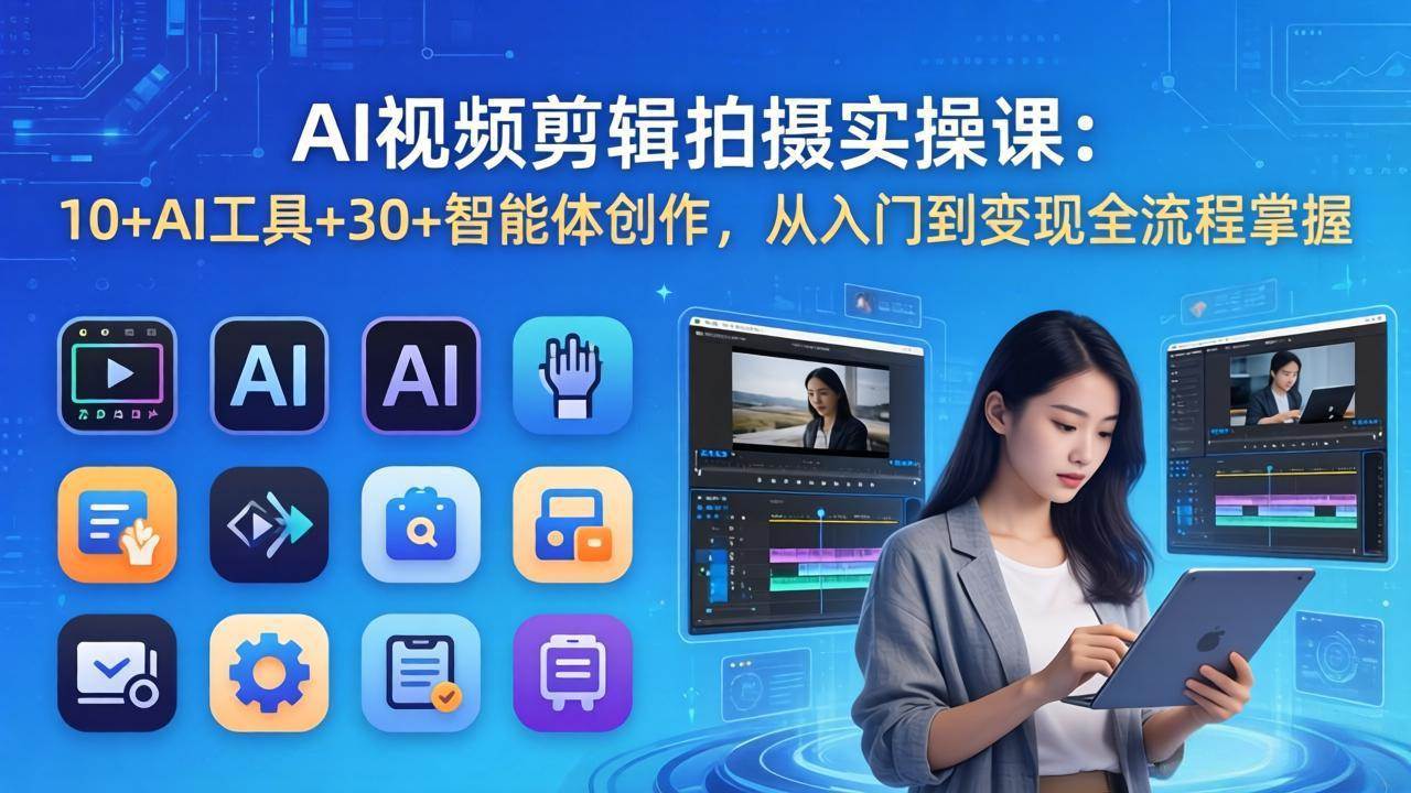 （17818期）AI 视频剪辑拍摄实操课：10+AI工具+30+智能体创作，从入门到变现全流程掌握-赚客网赚