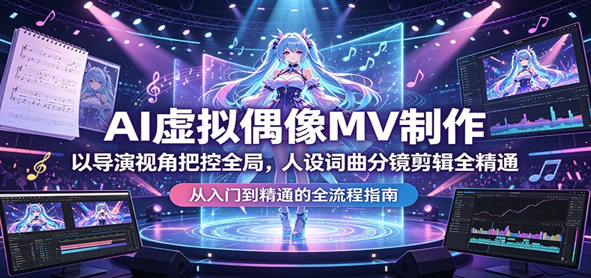 AI虚拟偶像MV制作：以导演视角把控全局，人设词曲分镜剪辑全精通-吾藏分享