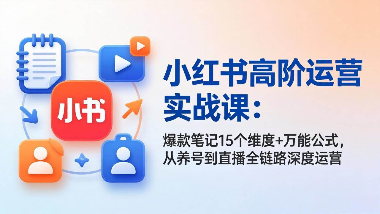 （17844期）小红书高阶运营实战课：爆款笔记15个维度+万能公式，从养号到直播全链路深度运营-赚客网赚