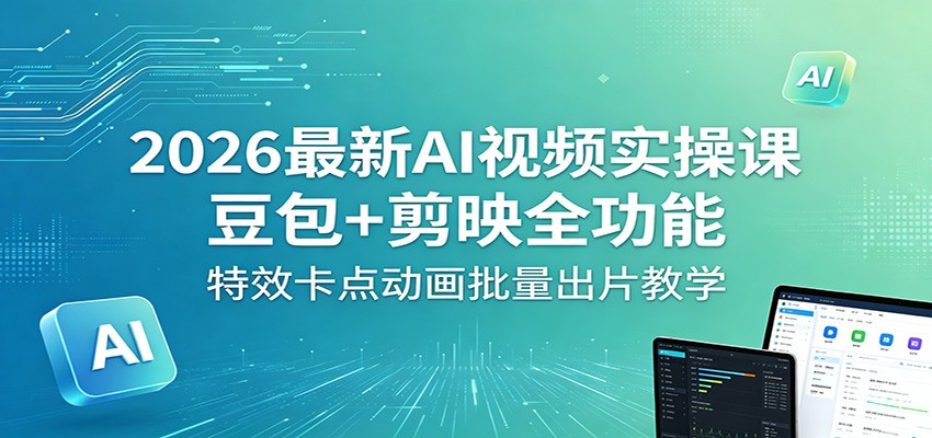 2026最新AI视频实操课：豆包+剪映全功能，特效卡点动画批量出片教学-雷总联盟