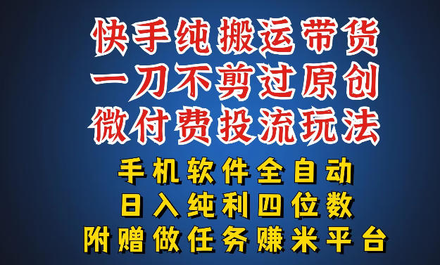 最新黑科技快手搬运带货方法，手机就能操作，轻松带你日入四位数【揭秘】-吾藏分享