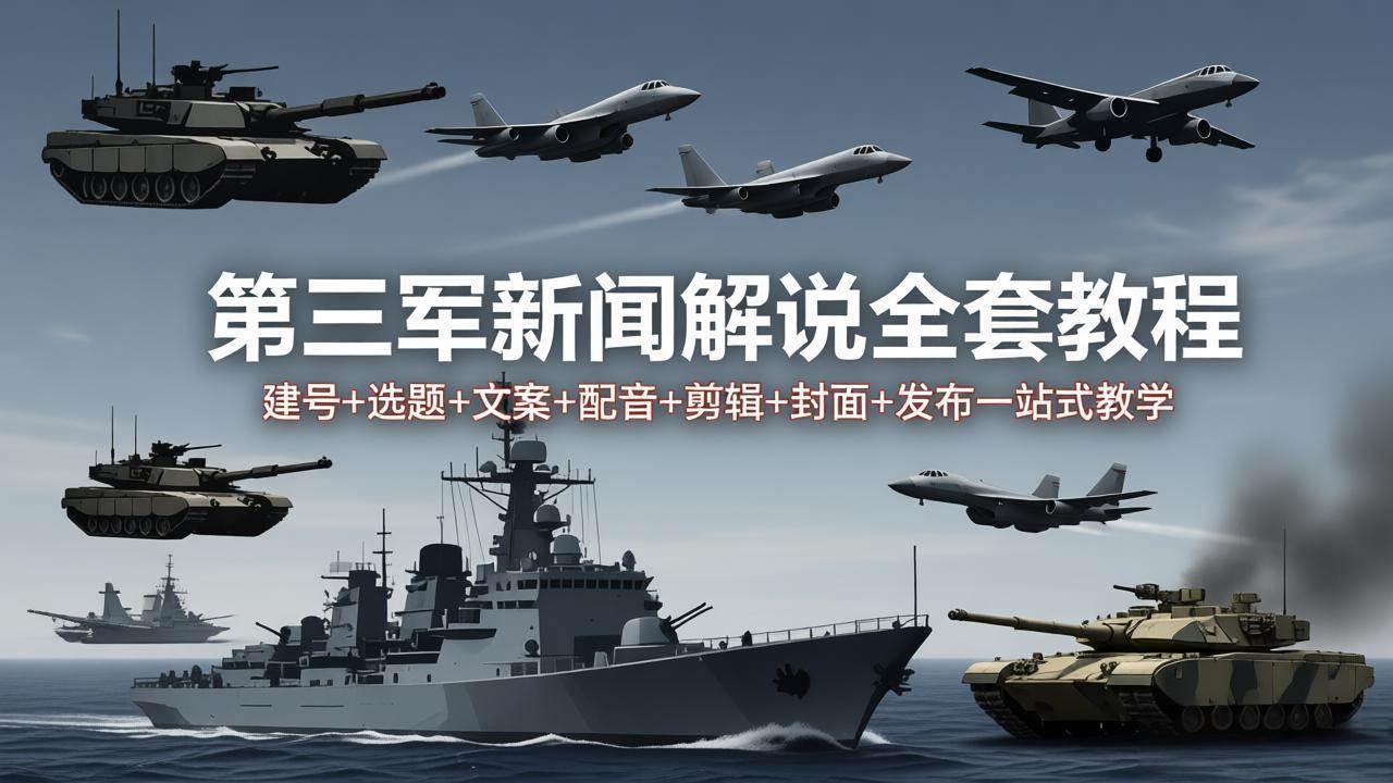 （18081期）第三军迷新闻解说全套教程：建号+选题+文案+配音+剪辑+封面+发布一站式教学-雷总笔记资源网