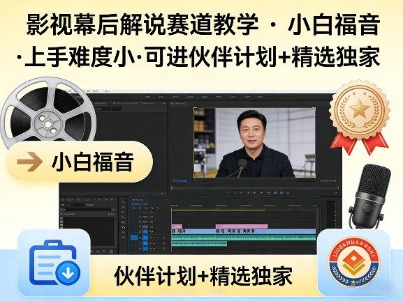 某大佬的影视幕后解说赛道教学，小白福音，上手难度小，可进伙伴计划+精选独家-吾藏分享