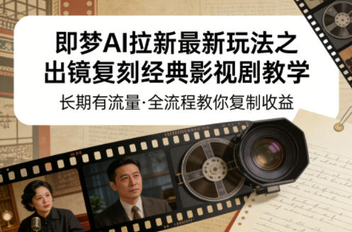 即梦AI拉新最新玩法之出镜复刻经典影视剧教学，长期有流量，全流程教你复制收益-赚客网赚