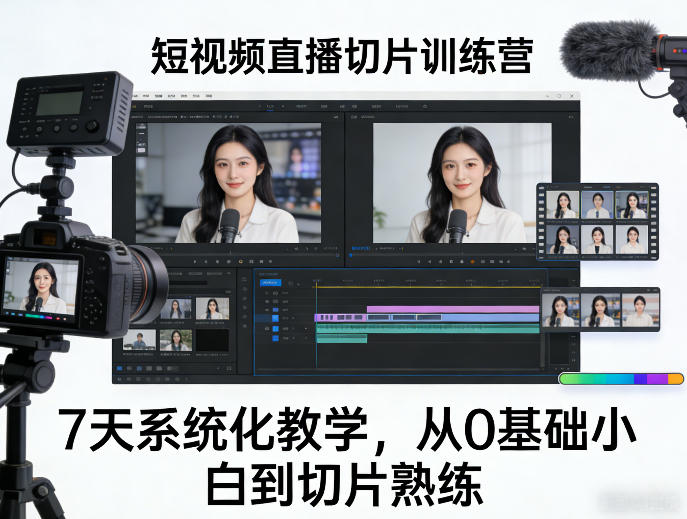 短视频直播切片训练营，7天系统化教学，从0基础小白到切片熟练-微乐源创业网