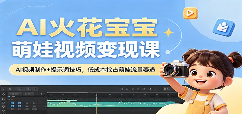 AI火花宝宝萌娃视频变现课：AI视频制作+提示词技巧，低成本抢占萌娃流量赛道-雷总联盟