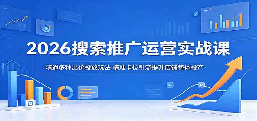2026搜索推广运营实战课：精通多种出价投放玩法，精准卡位引流提升店铺整体投产-雷总联盟