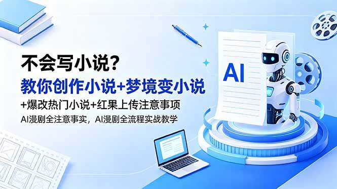 （18801期）不会写小说？教你创作小说+梦境变小说+爆改热门小说+红果上传注意事项，AI漫剧全流程实战教学-吾藏分享