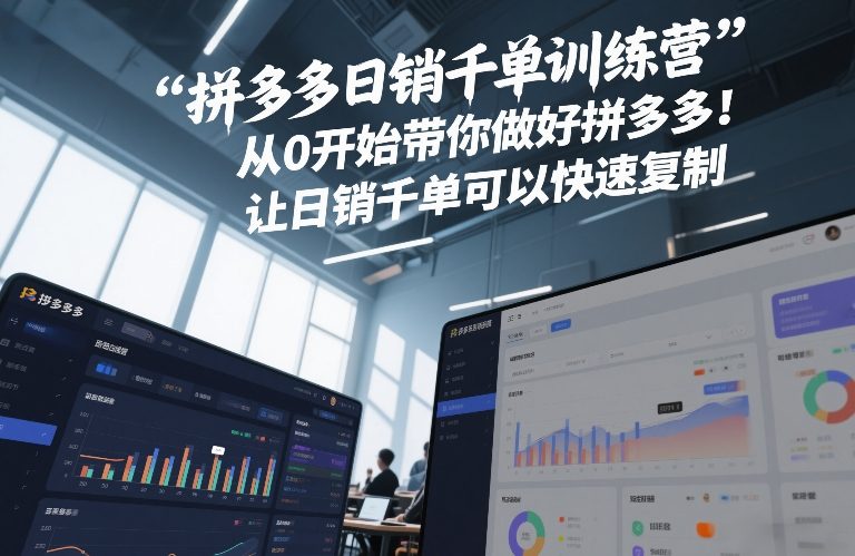 拼多多日销千单训练营，从0开始带你做好拼多多，让日销千单可以快速复制(更新26年3月)-赚客网赚