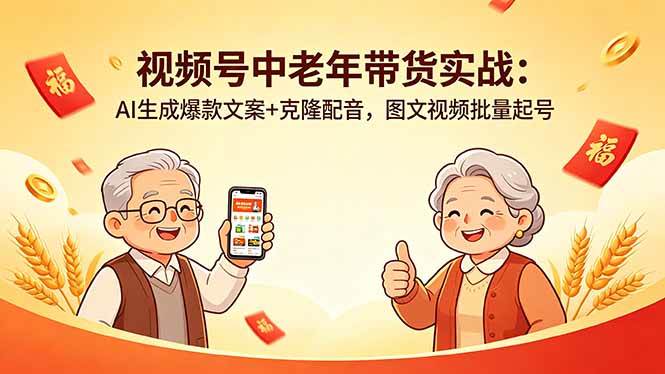 （18396期）视频号中老年带货实战：AI生成爆款文案+克隆配音，图文视频批量起号-吾藏分享