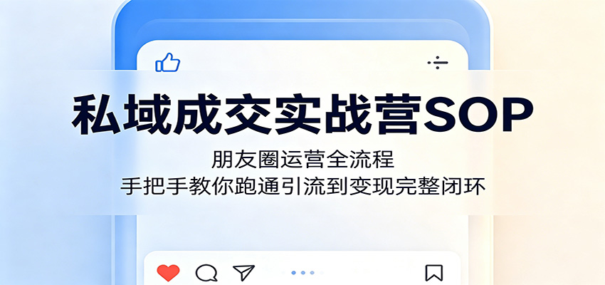 私域成交实战营SOP：朋友圈运营全流程，手把手教你跑通引流到变现完整闭环-雷总联盟