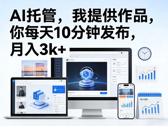 公众号AI托管，我提供作品，你每天10分钟发布，月入3k+【揭秘】--