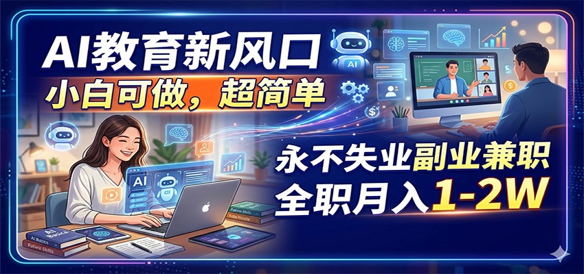 AI教育新风口，小白可做，超简单，永不失业副业兼职 全职月入1-2W-吾藏分享