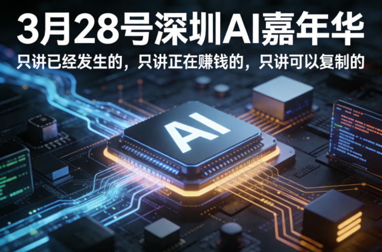 3月28号深圳AI嘉年华，只讲已经发生的，只讲正在賺钱的，只讲可以复制的-赚客网赚