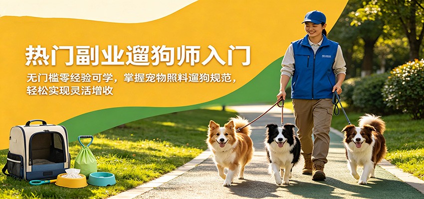 热门副业遛狗师入门，无门槛零经验可学，掌握宠物照料遛狗规范，轻松实现灵活增收-赚客网赚