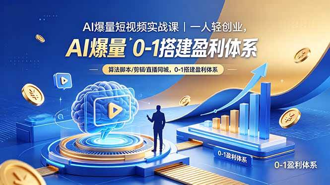 （18652期）AI爆量短视频实战课｜一人轻创业，算法脚本剪辑直播同城，0-1搭建盈利体系-休闲网赚three