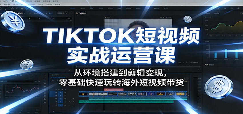 TIKTOK短视频实战运营课：从环境搭建到剪辑变现，零基础快速玩转海外短视频带货-吾藏分享