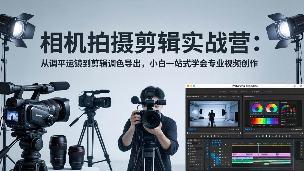 （18002期）相机拍摄剪辑实战营：从调平运镜到剪辑调色导出，小白一站式学会专业视频创作-休闲网赚three