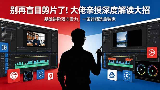 （18384期）别再盲目剪片了！大佬亲授深度解读大招，基础进阶双向发力，一条过精选拿独家-赚客网赚