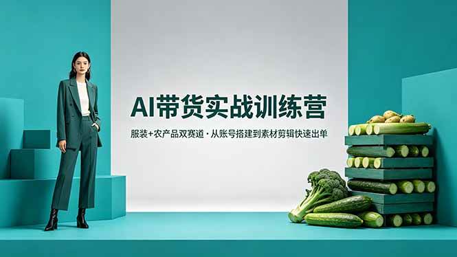 （18355期）AI带货实战训练营，服装+农产品双赛道，从账号搭建到素材剪辑快速出单-吾藏分享