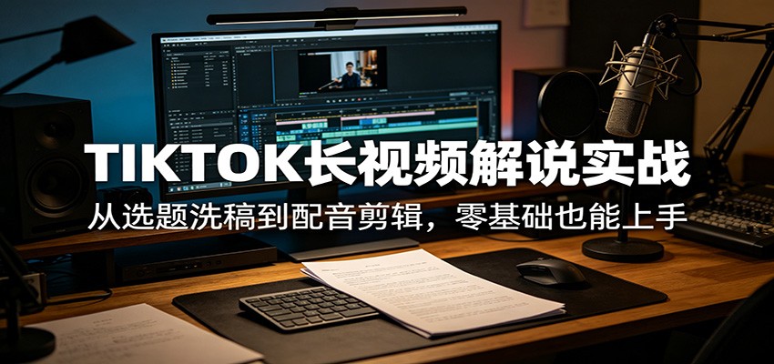 TIKTOK长视频解说实战：从选题洗稿到配音剪辑，零基础也能上手-赚客网赚