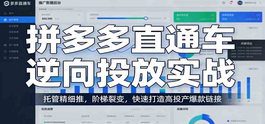 拼多多直通车逆向投放实战：托管精细推，阶梯裂变，快速打造高投产爆款链接-微乐源创业网